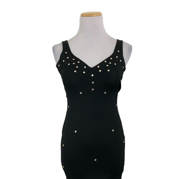 Vintage Moda International 90s Y2K Studded jeweled crystal Bodycon Mini Dress XS - Picture 2 of 16